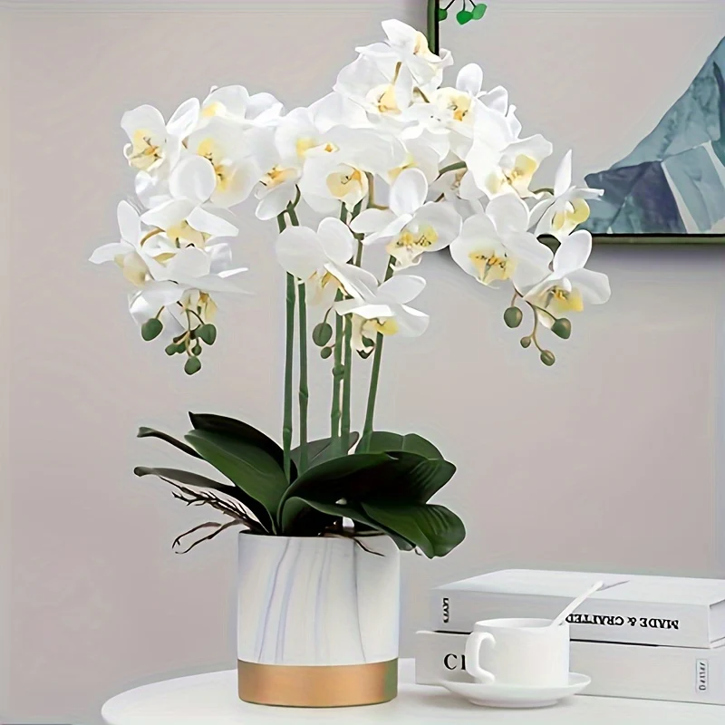 1pc Ultra-Realistic Phalaenopsis Orchid Stem - Elegant Artificial Bouquet for Wedding, Party & Home Decor - Premium Quality, Long-Lasting Centerpiece for Bridal, Engagement, Birthday & Anniversary Celebrations
