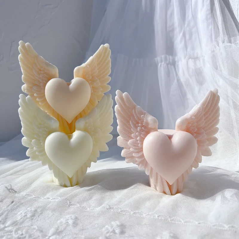 Heart Wing Silicone Mold Valentine's Day Gift Idea Angel Pillar Silicone Mold Home Decor Wedding Gift