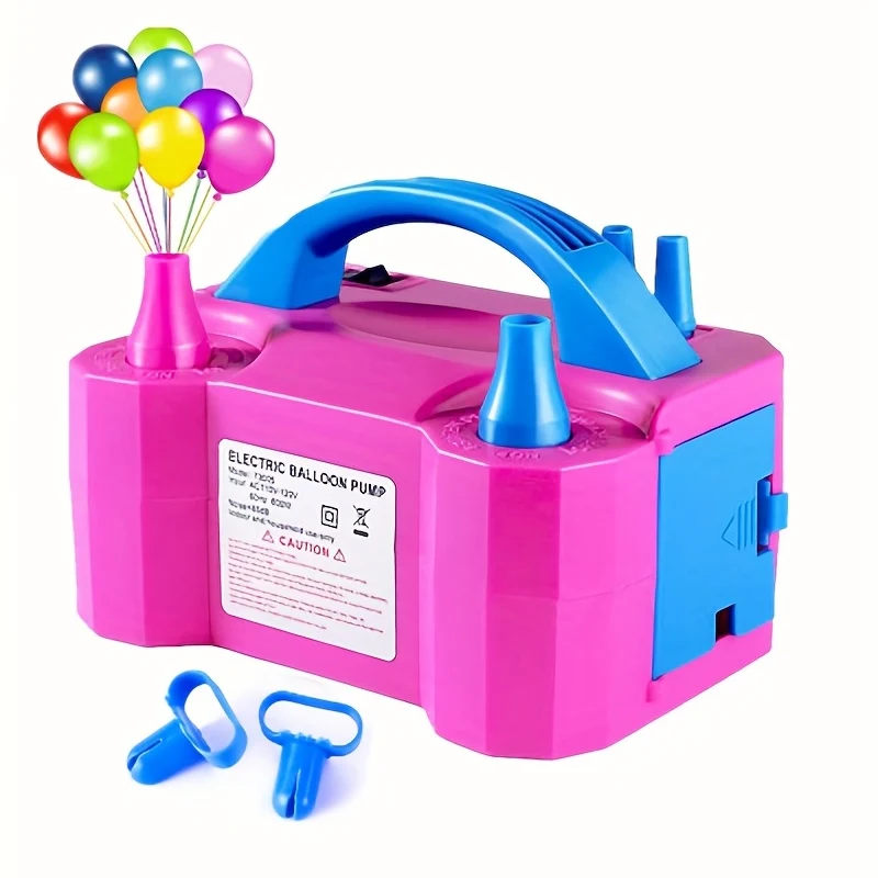 Portable Electric Balloon Pump -AC 110V-120V 600W Balloon Inflator With Dual Nozzle & 2 Tying Tools - Perfect For Party Decoration Halloween, Christmas Gift