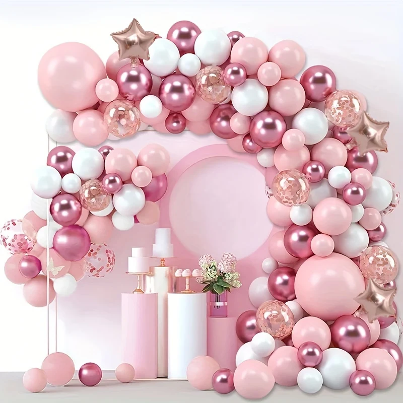 160pcs A Set Light Red Purple Latex Balloons Garland Arch Kit Birthday Party Decor Wedding Birthday Party Supplies Decor Latex Balloon, Halloween Decorations, Christmas Decorations