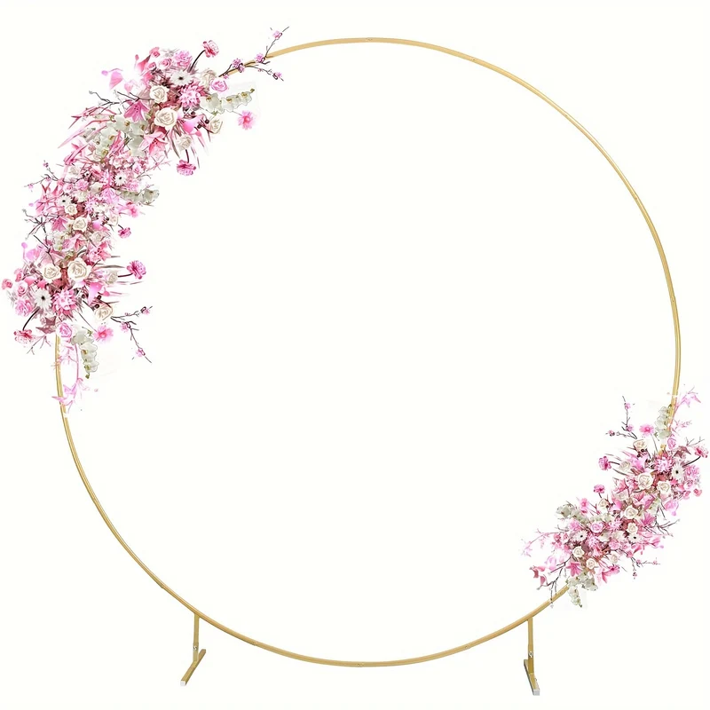 7.2FT Round Backdrop Stand, Wedding Arch for Ceremony, Metal Circle Balloon Arch Frame, Circle Arch for Birthday Party Bridal Shower Graduation Decoration, Gold