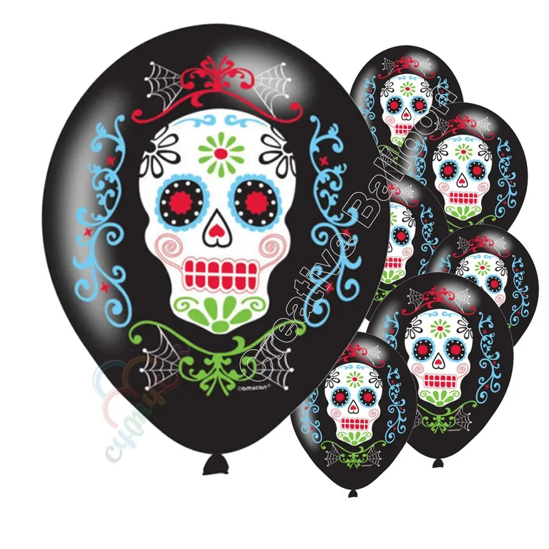 Mexican Day of the Dead Balloon, Skull Latex Balloon,10pcs