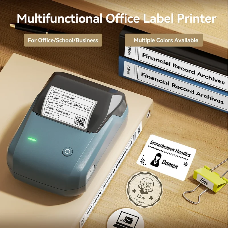 Portable Niimbot B1 Wireless Label Maker Adhesive Sticker Printer Labeling Machine DIY 20-50mm Labels for Office Home