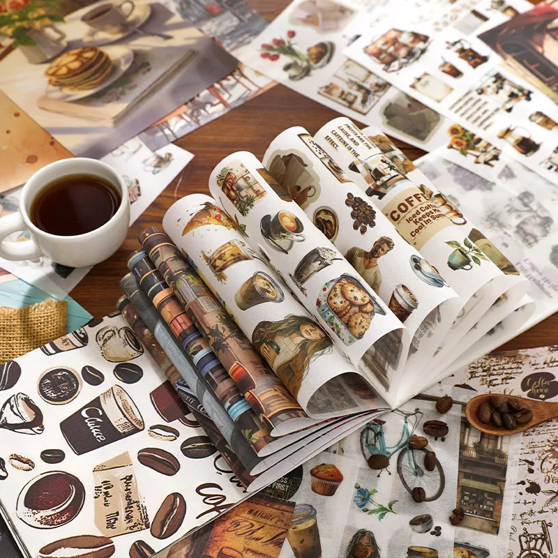 50pcs/pack Sticker Book Slow Enjoy Life Series Retro Handbook Decoration Collage Material