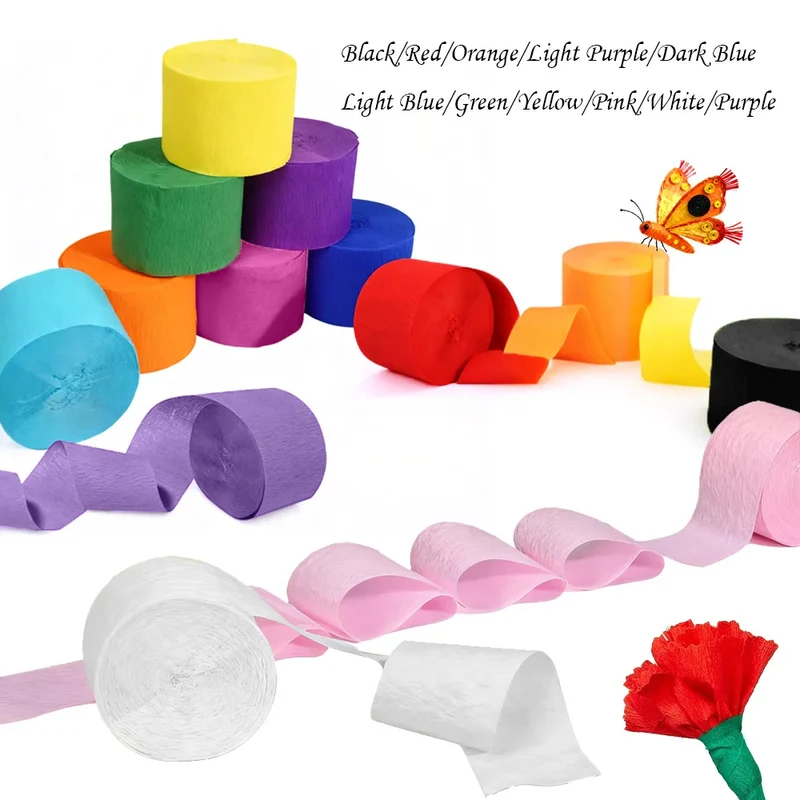 1pcs 4.5cmx25m Colored Crepe Paper Roll Origami Crinkled Crepe Paper Craft DIY Flowers Decoration Gift Wrapping Paper Craft