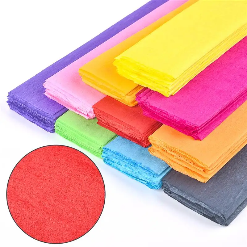 10pcs 50x70cm Colored Crepe Paper Origami Crinkled Crepe Paper Craft DIY crafts Flowers Decoration Gift Wrapping Paper Craft