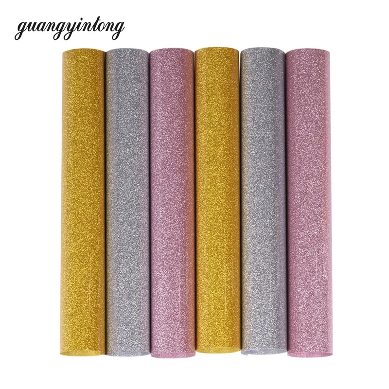 Guangyintong Easyweed PU Glitter HTV Rolls Vinil Sheets Wood Heat Transfer Vinyl Best Iron on Vinyl Paper for t Shirts