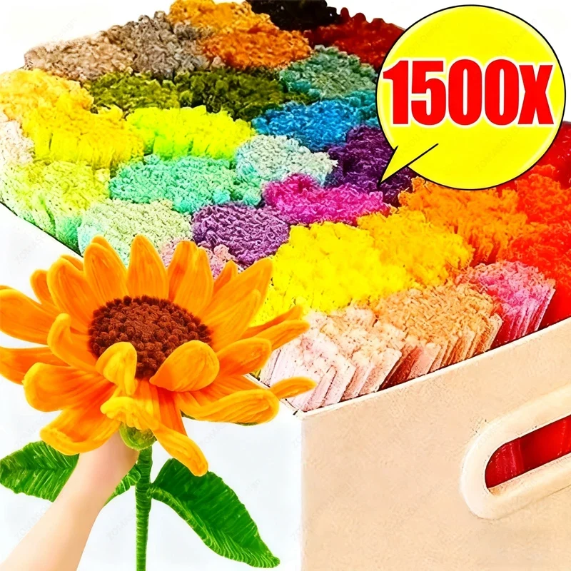 100-1500Pcs Pipe Cleaners Craft Multicolor Chenille Stems Twisting Sticks for Kids DIY Arts Handcraft Decor Plush Stick