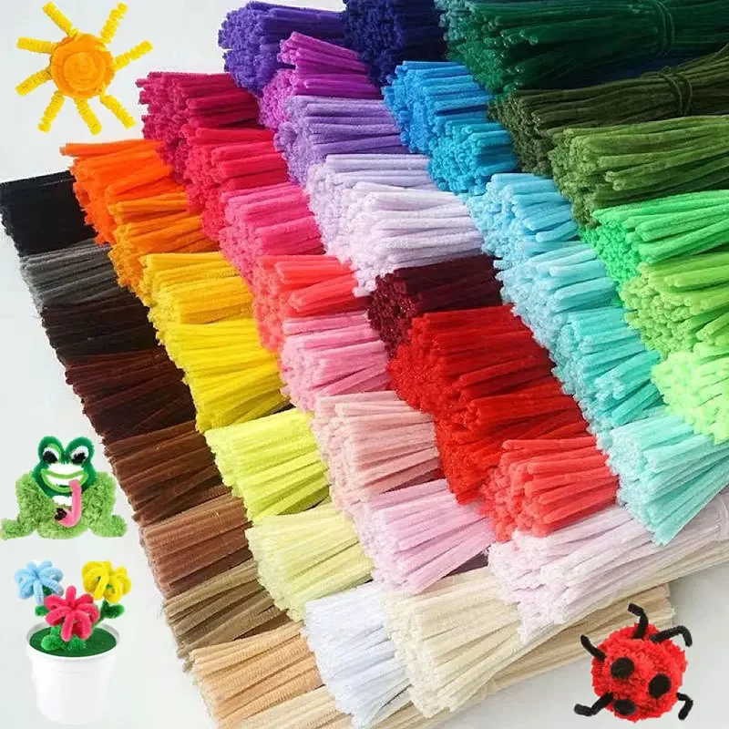 100pcs Colorful Chenille Stems Pipe Cleaners Kids Educational Toys Handmade Plush Tinsel Twist Sticks For DIY Craft Supplies