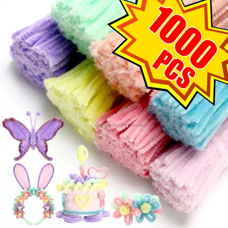 Chenille Wire Pipe Creative Wires Cleaners Colorful Chenille Stems DIY Plush Stem Wired Twist Stick Hair Strip Kid Handmade