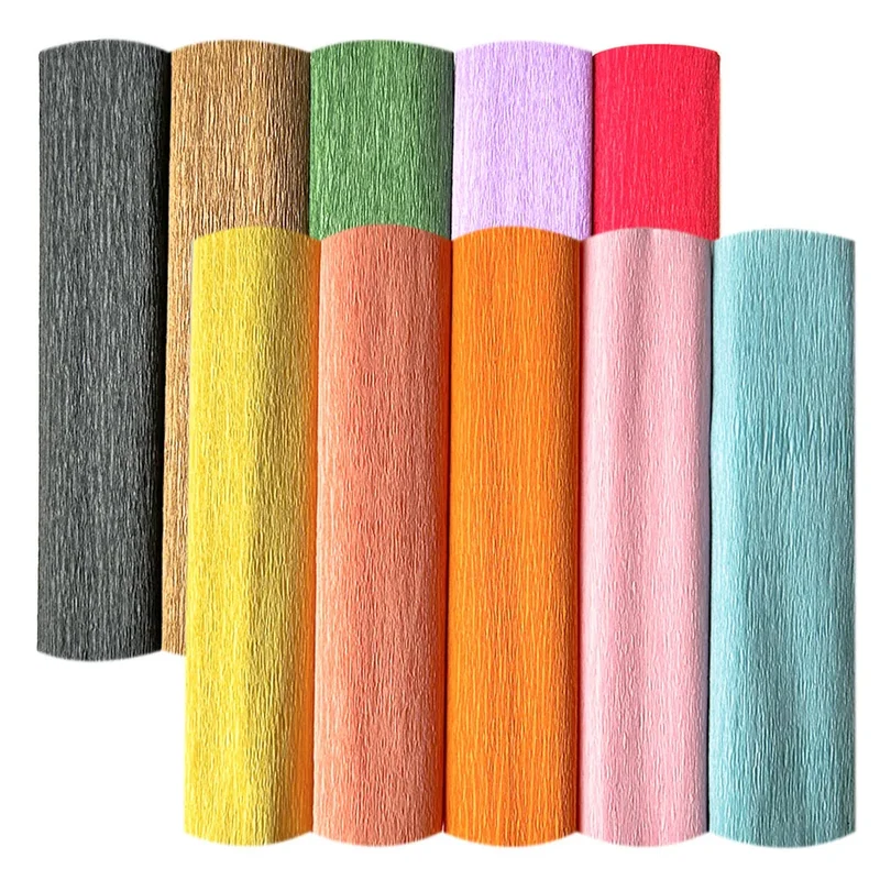 9.8"x8ft(25cm*250cm) Crinkled Crepe Paper Gifts Flower Wrapping Wedding Festive Party Decoration DIY Fold Scrapbooking Crafts