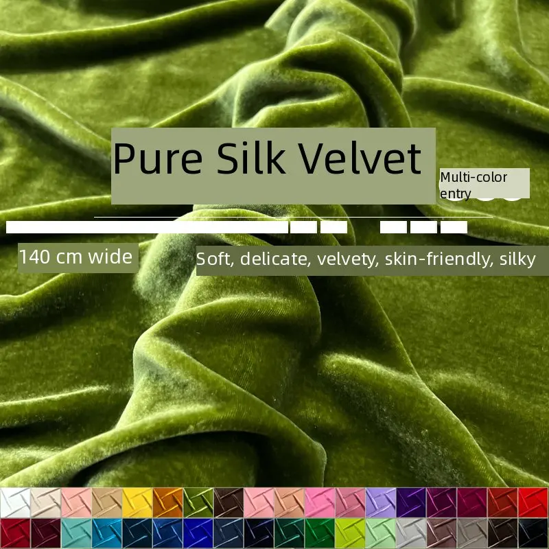 40 Colors Silk Velvet Fabric - Black Mulberry Silk Velvet for High-End Dress- Luxurious Gold Silk Velvet Material
