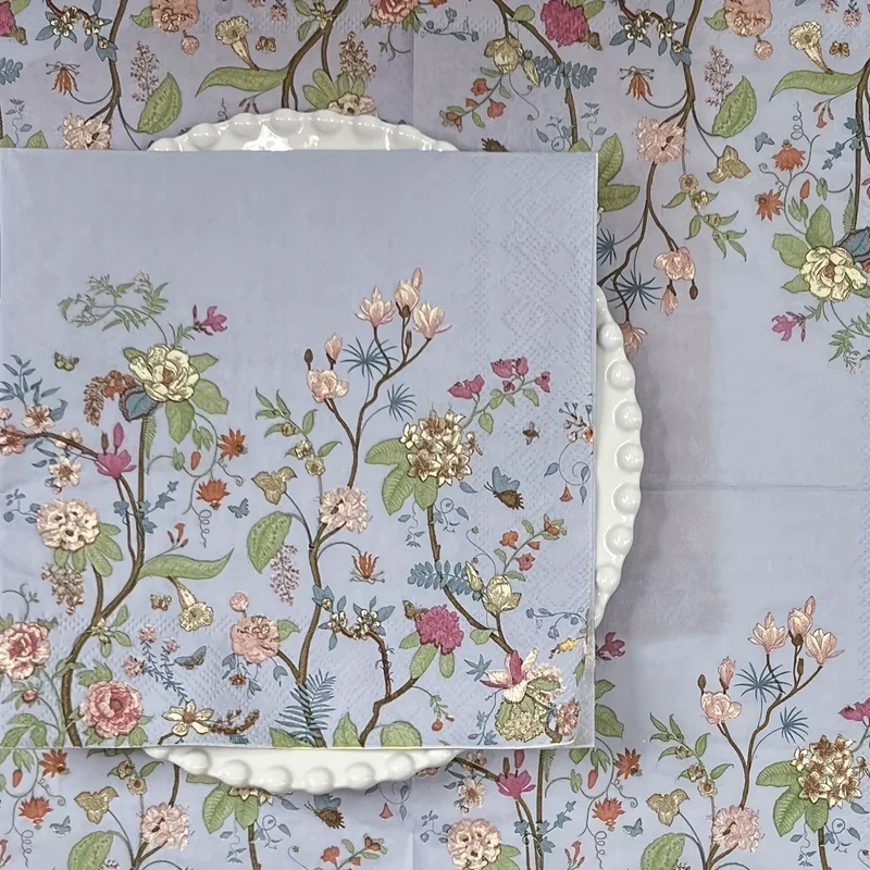 20pcs Vintage Wildflower Disposable Napkins for Parties, Weddings, Birthdays - 13x13 Inch, Perfect for Desserts & Celebrations