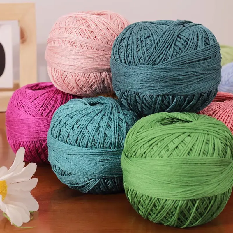 6-Strand Cotton Linen Lace Yarn Handmade Crochet Thread Medium Fine Hooking DIY Material Kit Children's Sweater Crochet Needl...