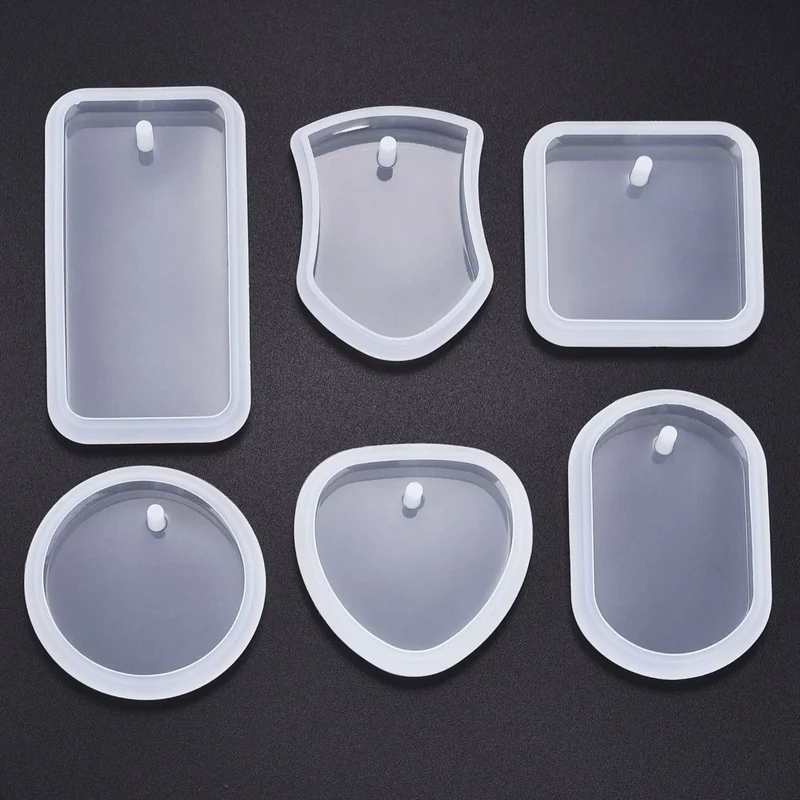 DIY Keychain Pendant Silicone Mold Crystal Epoxy Resin Mold Round Rectangle Pendants Jewelry Making Casting Mold Decoration