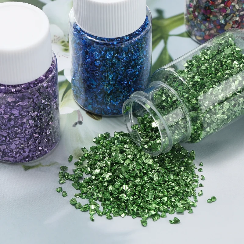 30g/Bottle Glass Broken Stones Resin Fillings for DIY Medium/Small Crystal UV Epoxy Filler Nail Art Decoration Jewelry Making