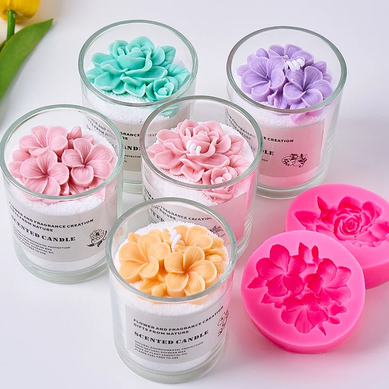 Frangipani Gardenia Flower Silicone Candle Mold DIY Handmade Soap Soy Wax Scented Candle Plaster Ornaments Molds Home Decor
