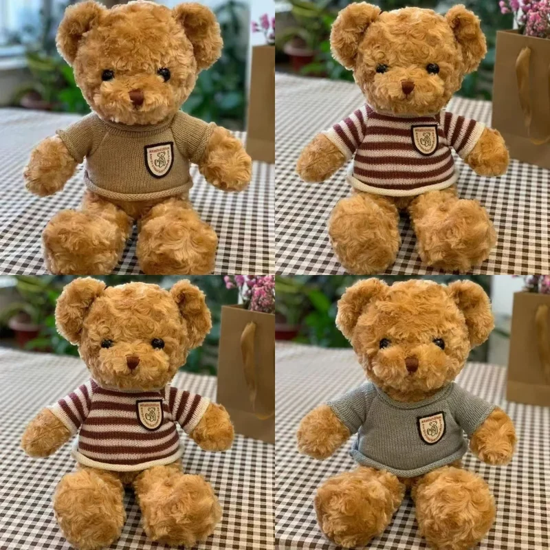 30cm Cute Teddy Bear Plush Toy Wearing Sweater Adorable Stuffed Animal with Soft Sweater Teddy Bear Perfect Gift for Kids