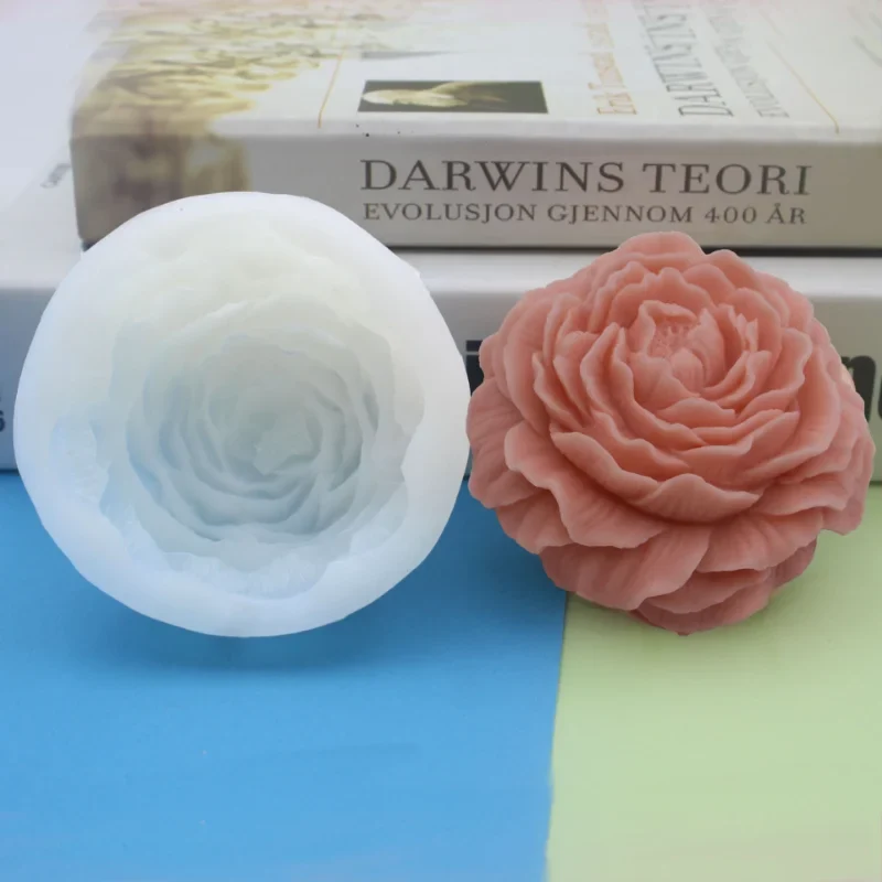 Large Peony Flower Silicone Candle Mold Diy Handmade 3D Rose Candle Soap Plaster Resin Cake Baking Tool Home Decoration Gift