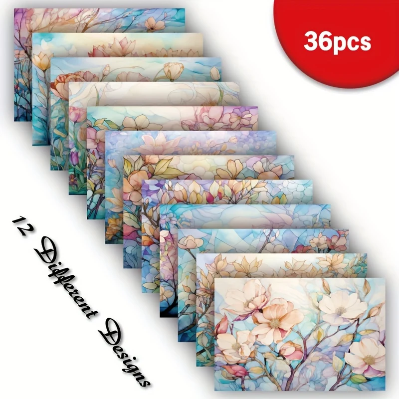 36 Sheets A5 Stained Glass Scrapbook Paper - Rainbow Flowers Design - Acid-Free & High Quality - Perfect for Scrapbooking, Greeting Cards, Bullet Journals, Packaging & Crafts - Ideal Gift for DIY Enthusiasts