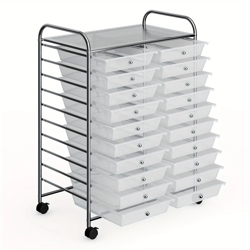 Lifezeal 20 Drawers Rolling Cart Storage Scrapbook Paper Studio Organizer Bins Clear