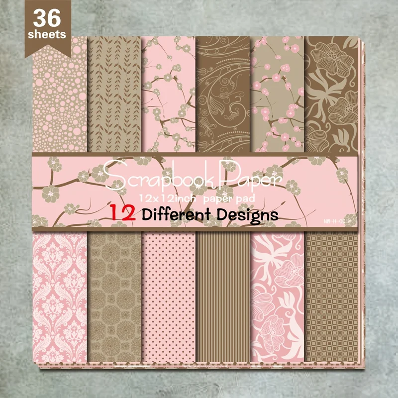 36 Sheets 12"x12" DIY Scrapbook Paper, Material Paper Colorful Decorative Gift Scrapbooking Supplies Kit Aesthetic Decorative Gift Wrapping Album Planner Decorative Paper Craft Supplies