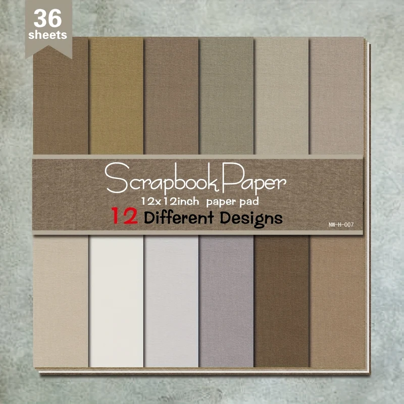 36 Sheets 12"x12" Wood Grain Scrapbook Paper Pack, Assorted Tan Plant-Themed Crafting Paper for DIY Albums, Gift Wrapping, and Decorative Projects