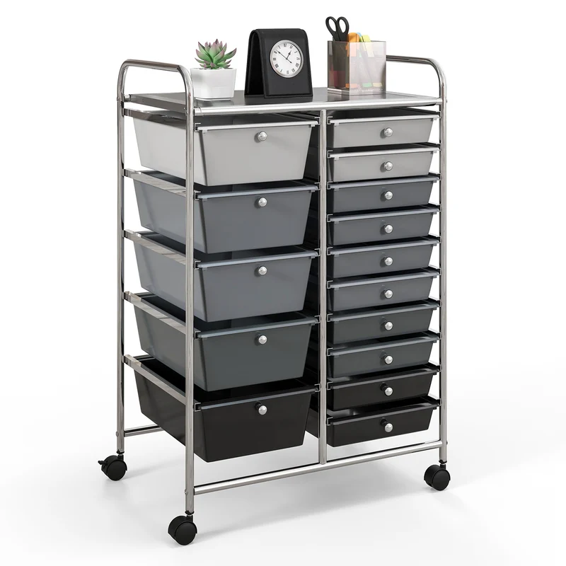 MULTIGOT 15 Drawer Rolling Storage Cart Tools Scrapbook Paper Office School Organizer, Desk & Drawer Organizer for Home Storage