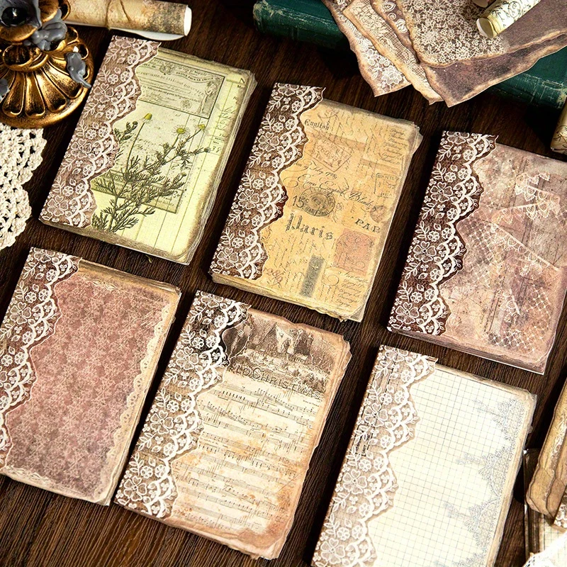 300sheet (6pack) Vintage Scrapbook Paper Junk Jounral Supplies for Planner Card Making Collage Emblishment Diy Photo Album Craft Decoration