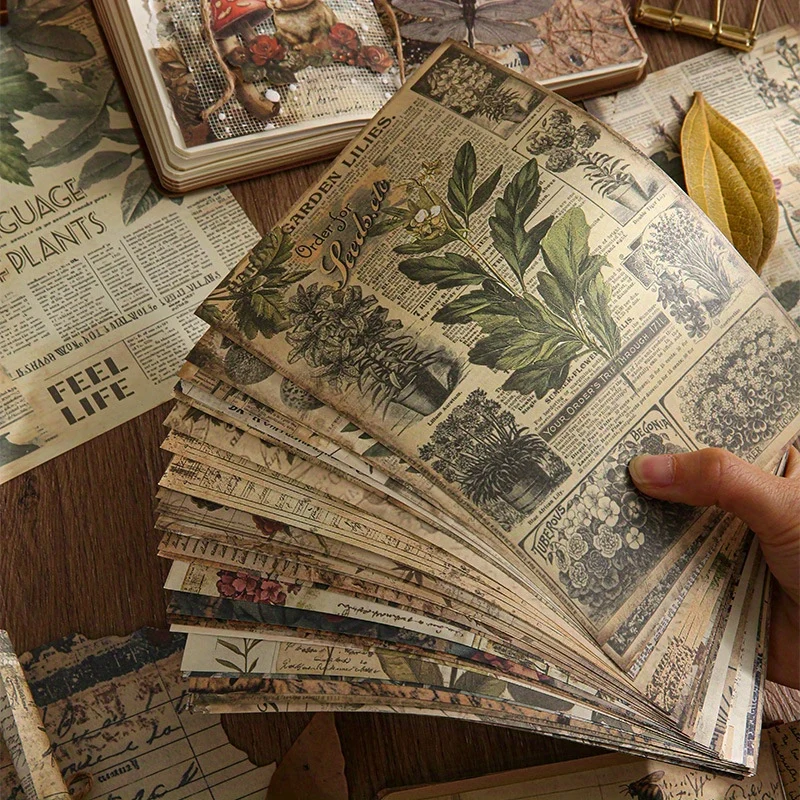 120sheets (4packs) Vintage Journal Scrapbook Paper Kits for Bullet Journals Junk Planners Aesthetic Decor Diary Art Collage Album
