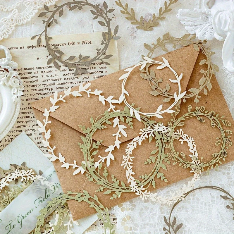 60pcs Flower Cut Outs Border Card, Love Heart Butterfly Leaf Lace Star Hollow Out Frames Scrapbook Decorative Paper Card for DIY Arts Crafts Album Planner Junk Journals