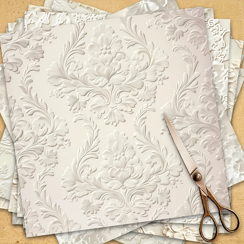 36 Sheets 12"x12" Premium Scrapbook Paper Pack - 12 Assorted White Lace Patterns, High-Quality Durable Paper for Junk Journals, Gift Wrapping, Planner & Album Decoration - Elegant Craft Supplies, Scrapbooking Supplies, Journa