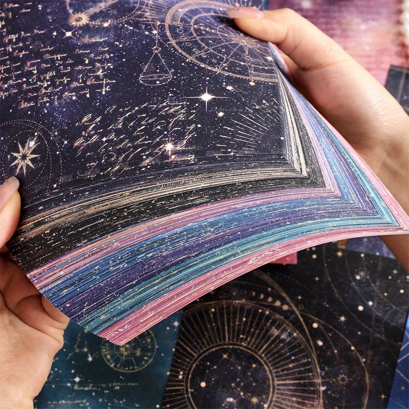 160 Sheets Vintage Starry Sky Scrapbook Paper Non-Sticky Large Size Decorative Pages with 160 Unique Designs - Perfect for Junk Journals, DIY Crafts & Planner Styling Christmas Gift
