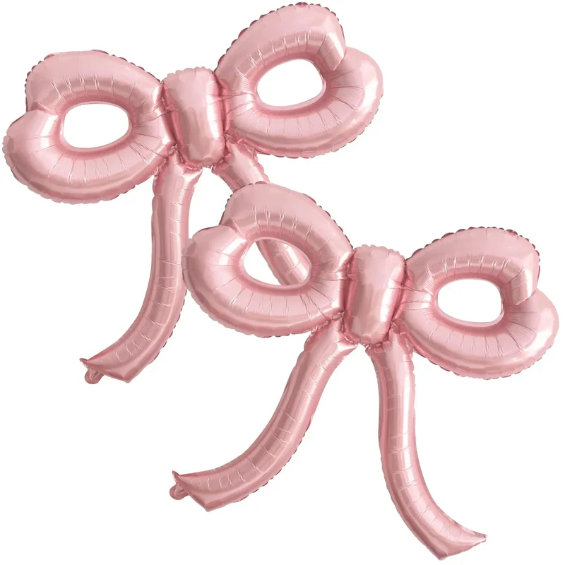 2Pcs Large Pink Bow Balloons Bow Party Decorations for Baby Shower Bridal Engagement Wedding Decor Bachelorette Party Supplies
