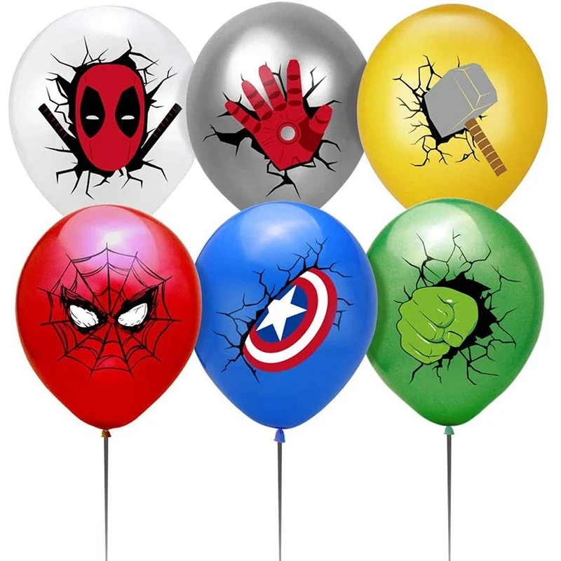 12Pcs Marvel Theme Latex Balloons Boys Birthday Party Decor Kids Toy Photo Props Baby Shower Supplies 12 inch Balloon