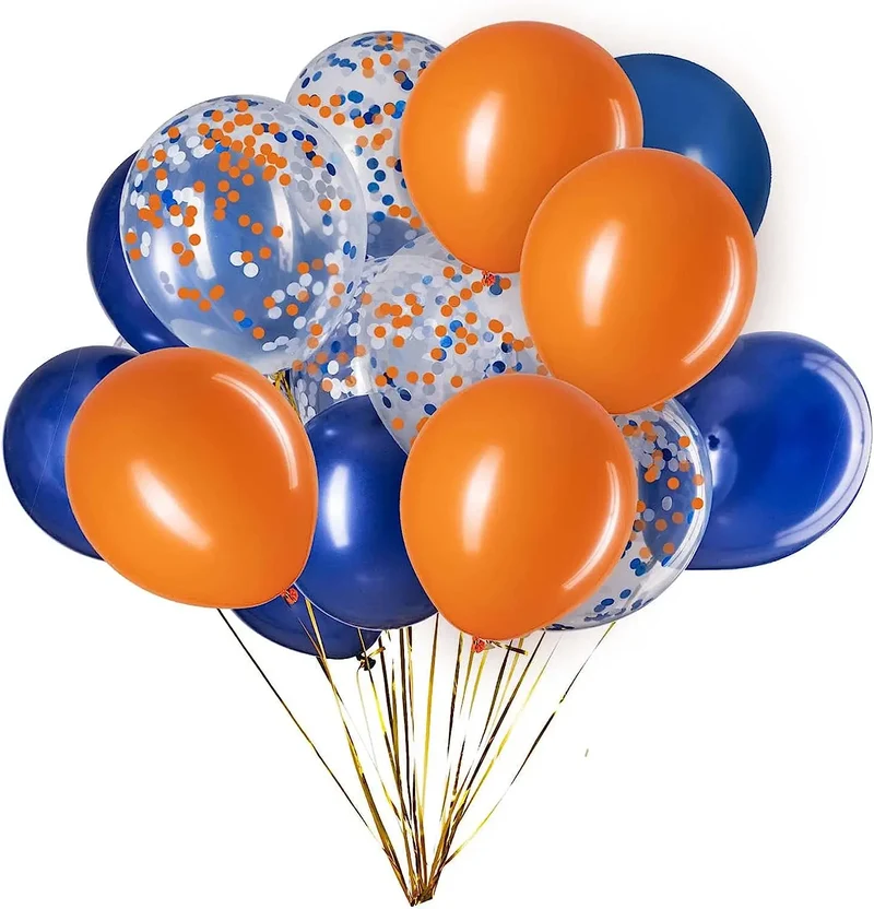 15pcs Blue orange and Confetti Balloons for Bluey Boys Girls Baby Birthdays Shower Graduation Party Decorations