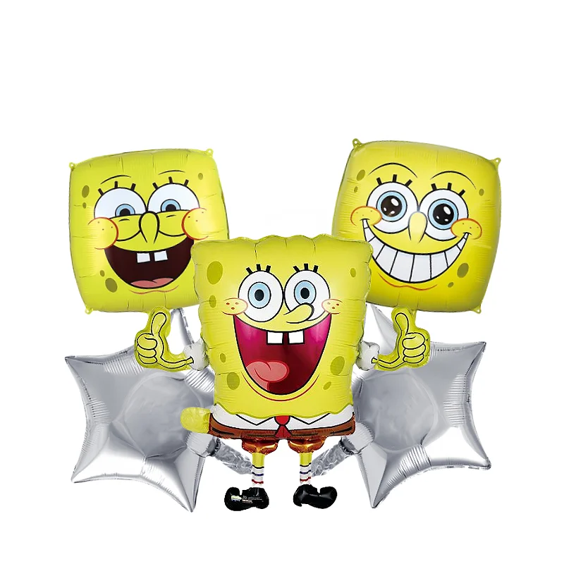 2/5PCS SpongeBob SquarePants cartoon balloons with various expressions, a must-have for birthday parties and holidays