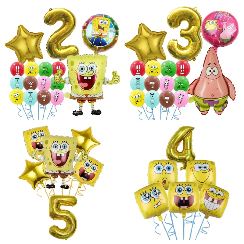 Cartoon SpongeBob Theme Birthday Party Decoration Balloons Digital Balloons Baby Shower Birthday Gifts Party latex Party Balloon