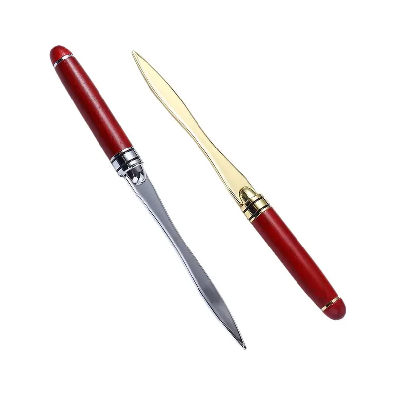 1pcs Wood Handle Letter Opener Stainless Steel cut paper Split file envelopes