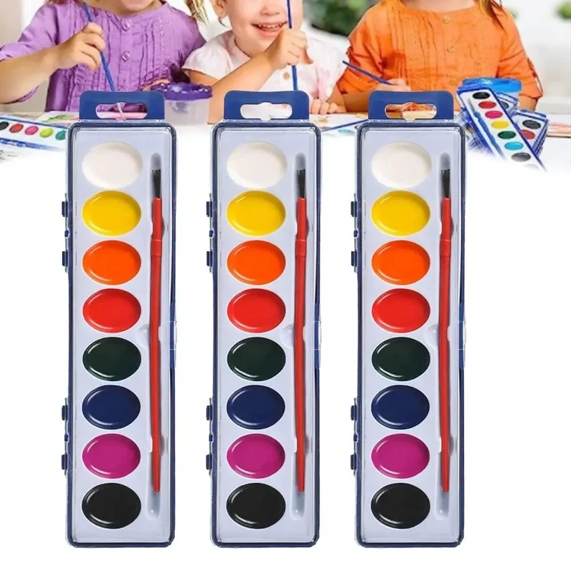Washable Watercolor Paint Set With Water Brush Pen Portable Watercolor Paint Palette 8/12/16 Colors Water Color Paints