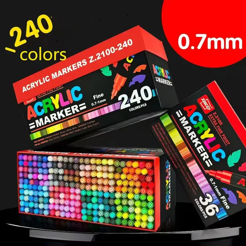 36-240 Acrylic Paint Markers, Waterproof & High Saturation for Wood,Metal,Plastic,Fabric,Glass,Ceramic Painting DIY Art Supplies