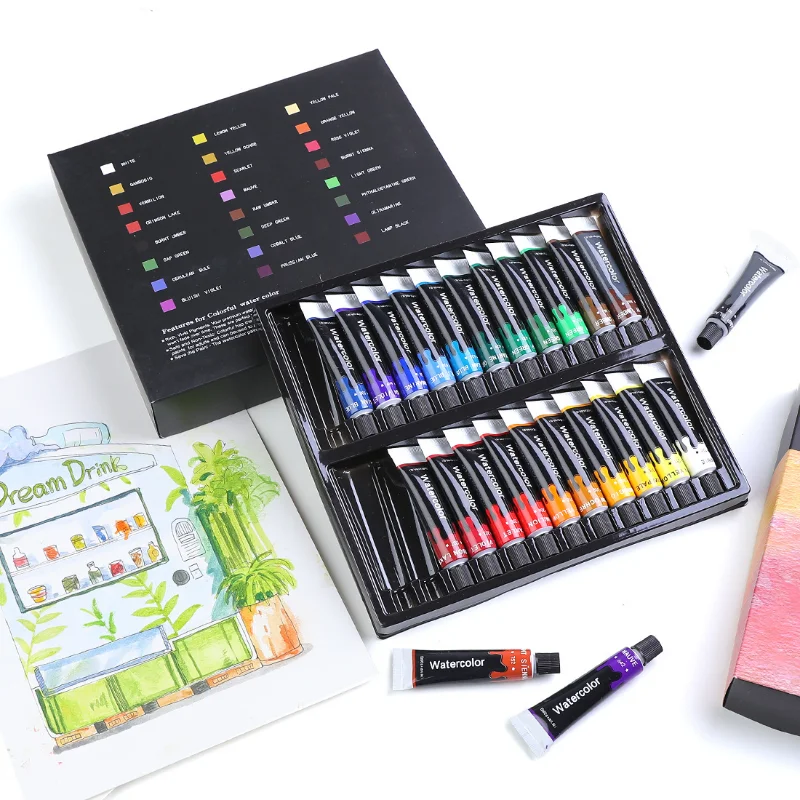 Acrylic Paint,Set of 24 Colors, 12ml/22ml/Tube, Acrylic Paint Set, Paint for Fabric, Rich Pigments for Artists Kids