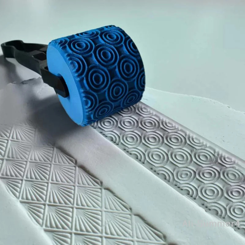 Clay Stamp Roller Geometric Flower Patterns Relief Rolling Tool Ceramic Clay Texture Wheel Clay Molds DIY Clay Tools Art Decor
