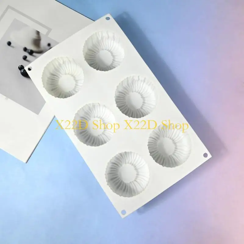 X22D 6 Cavity Stable Silicone Mousse Cake Molds For Making Puddings And Mousse Cakes