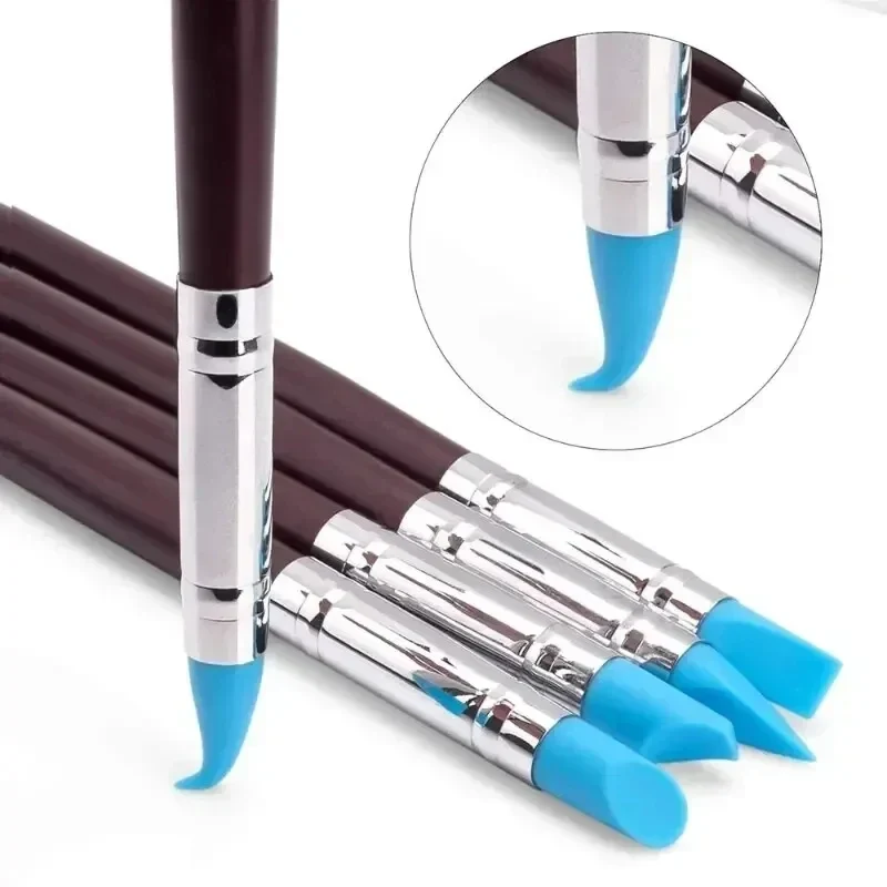 5Pcs/set Silicone Clay Sculpting Tools for Brush Modeling Dotting Nail Art Pottery Clays Tool DIY Carving Ceramics Sculpture