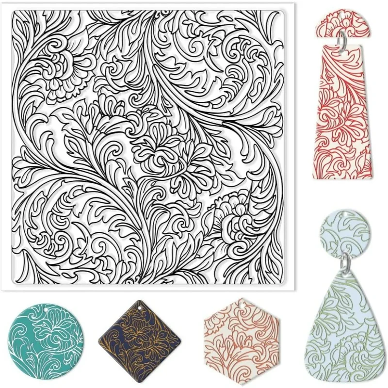 Clay Texture Mat Retro Floral Clay Texture Sheets Silicone Polymer Stamp Sheet Modeling Pattern Pad for Polymer Pattern Making