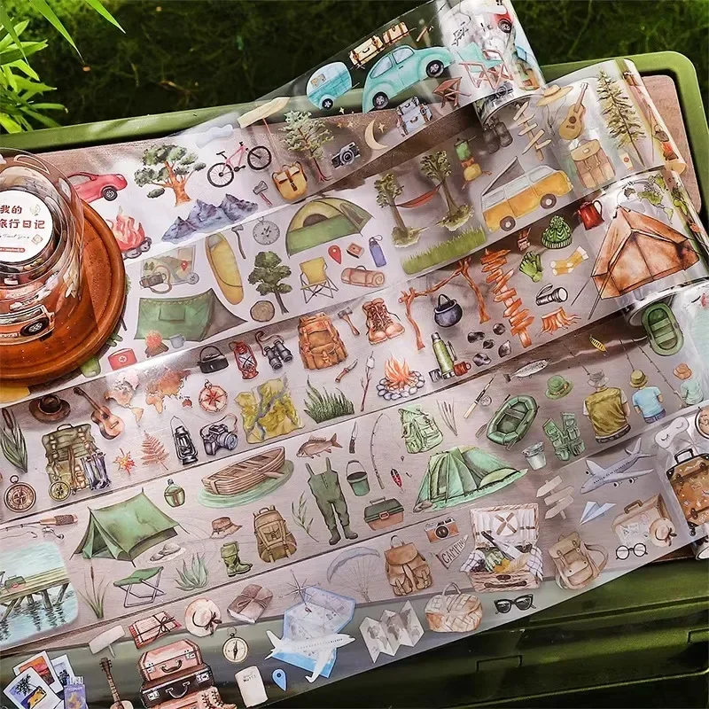 1Roll European Style Tape Roll 2M Collage Adhesives DIY Handbook Supplies 60mm*2m Decoration Bottom PET My Travel Diary Vintage