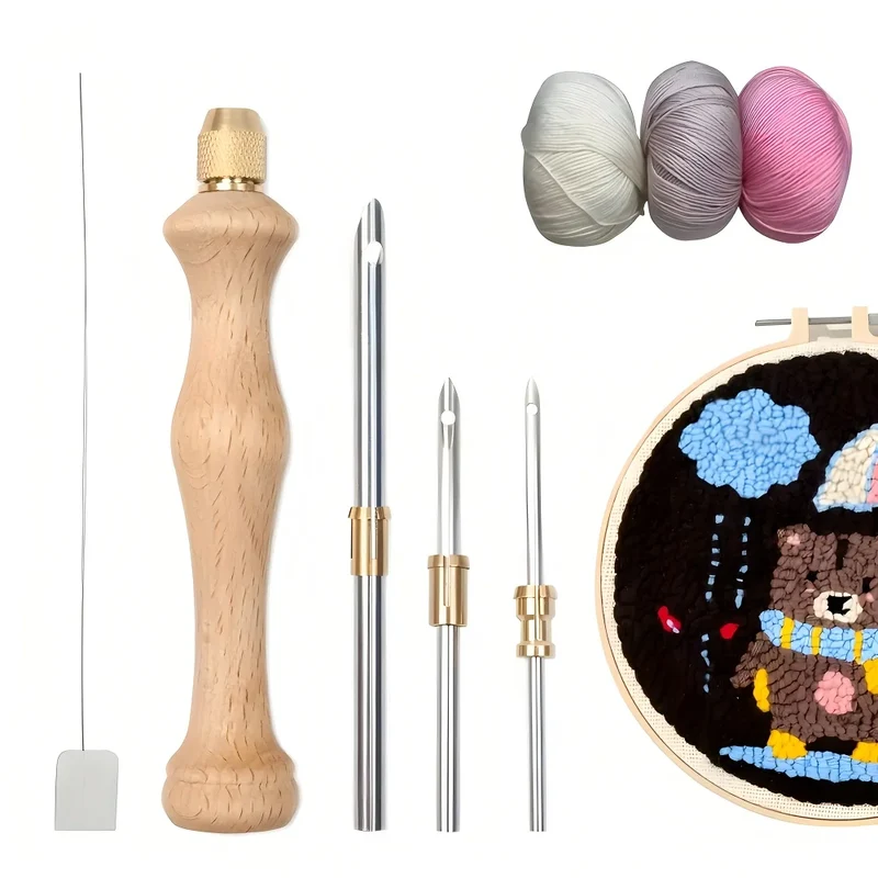 New Punch Needle Tool Kit DIY Embroidery Stitching Punch Needle & Needle Threader Embroidery Poking Cross StitchTools Knitting
