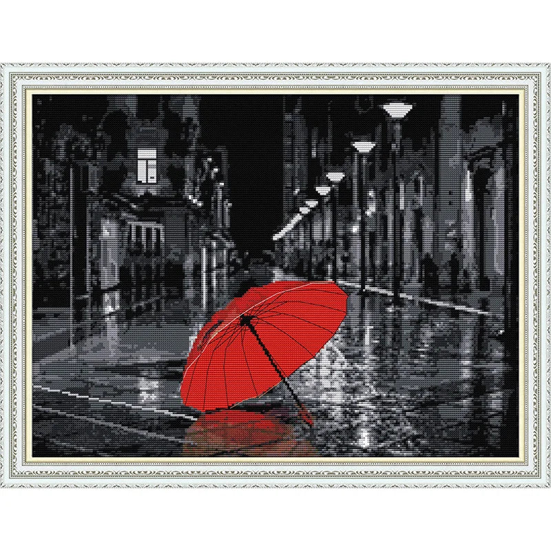 Cross Stitch Kit The Streets After The Rain 16/14/11CT Picture Handmade Embroidery Set Sewing Home Decoration Gift Joy Sunday