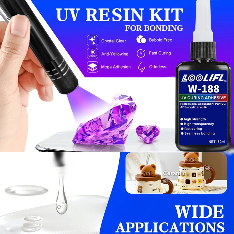 Super glue UV epoxy resin glue DIY jewelry making high transparency, fast drying, high hardness glue UV lamp DIY process model